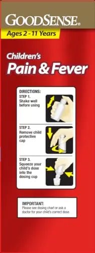 GoodSense Children's Dye-Free, Acetaminophen 160 mg per 5 mL Oral Suspension, Cherry Flavor, 8 FL OZ - dailyvitalstore