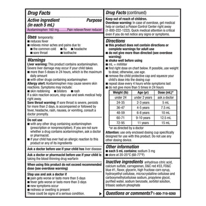 GoodSense Children's Pain and Fever, Acetaminophen 160 mg per 5 mL Oral Suspension, Grape Flavor, 8 FL OZ - dailyvitalstore