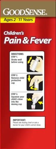 GoodSense Children's Pain and Fever Oral Suspension Liquid, Acetaminophen 160 mg per 5 mL, Bubble Gum Flavor - dailyvitalstore