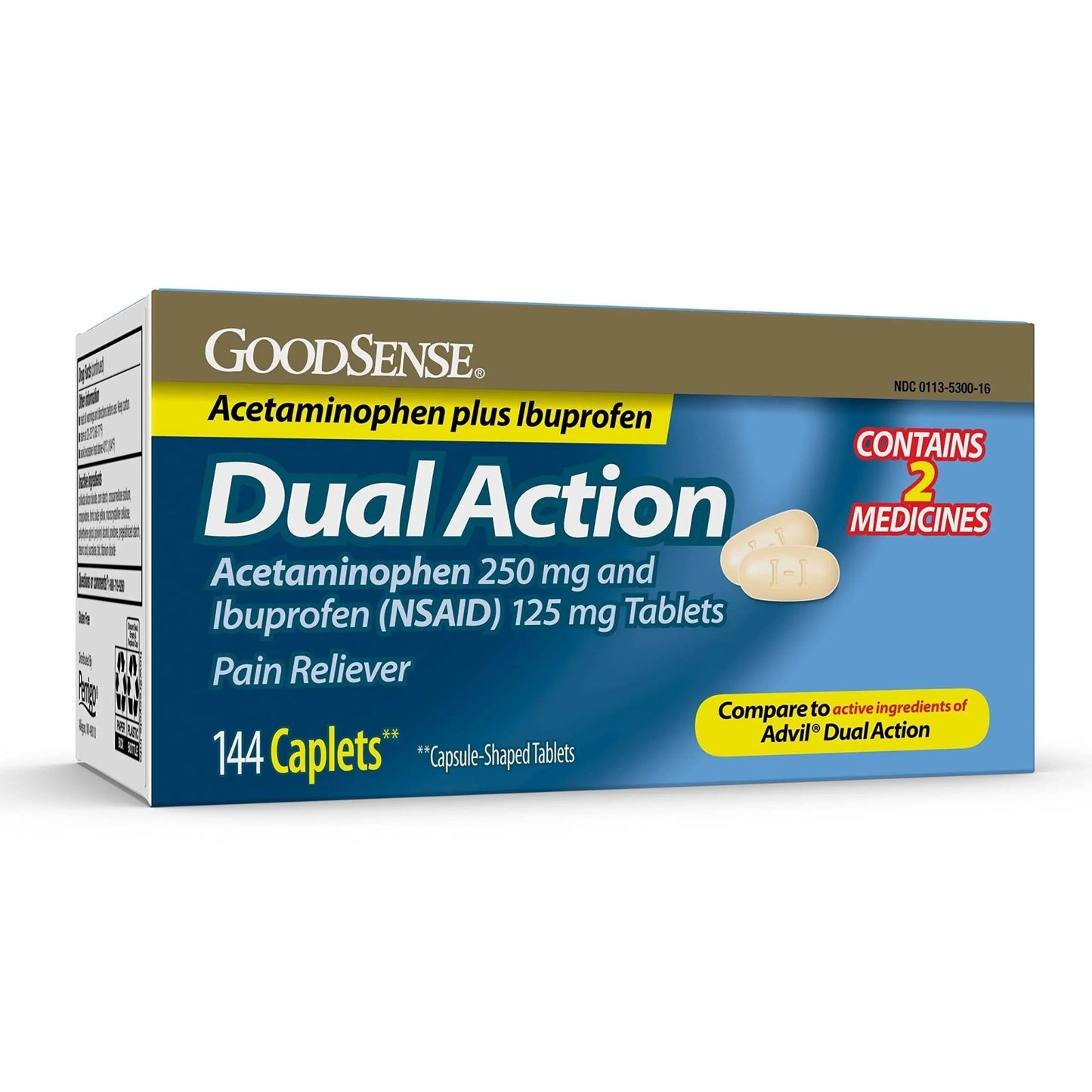 GoodSense Dual Action Acetaminophen 250 mg and Ibuprofen (NSAID) 125 mg Tablets, Pain Reliever for Headache Relief, Arthritis Pain Relief and More, 144 Count - dailyvitalstore