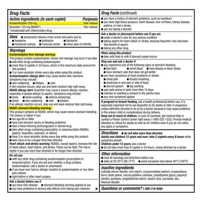 GoodSense Dual Action Acetaminophen 250 mg and Ibuprofen (NSAID) 125 mg Tablets, Pain Reliever for Headache Relief, Arthritis Pain Relief and More, 144 Count - dailyvitalstore