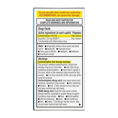 GoodSense Dual Action Acetaminophen and Ibuprofen (NSAID) Tablets, 250 mg/125 mg, Back Pain, 18 Count - dailyvitalstore