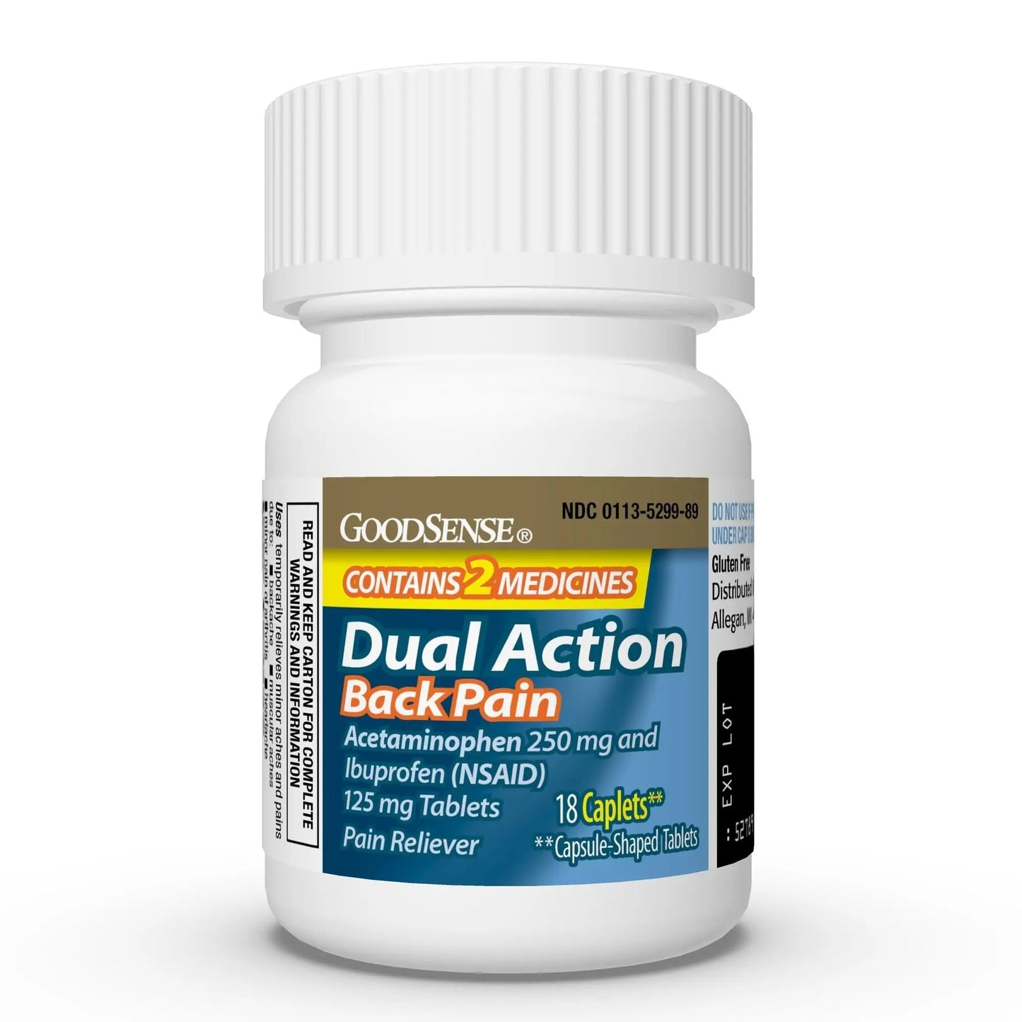 GoodSense Dual Action Acetaminophen and Ibuprofen (NSAID) Tablets, 250 mg/125 mg, Back Pain, 18 Count - dailyvitalstore