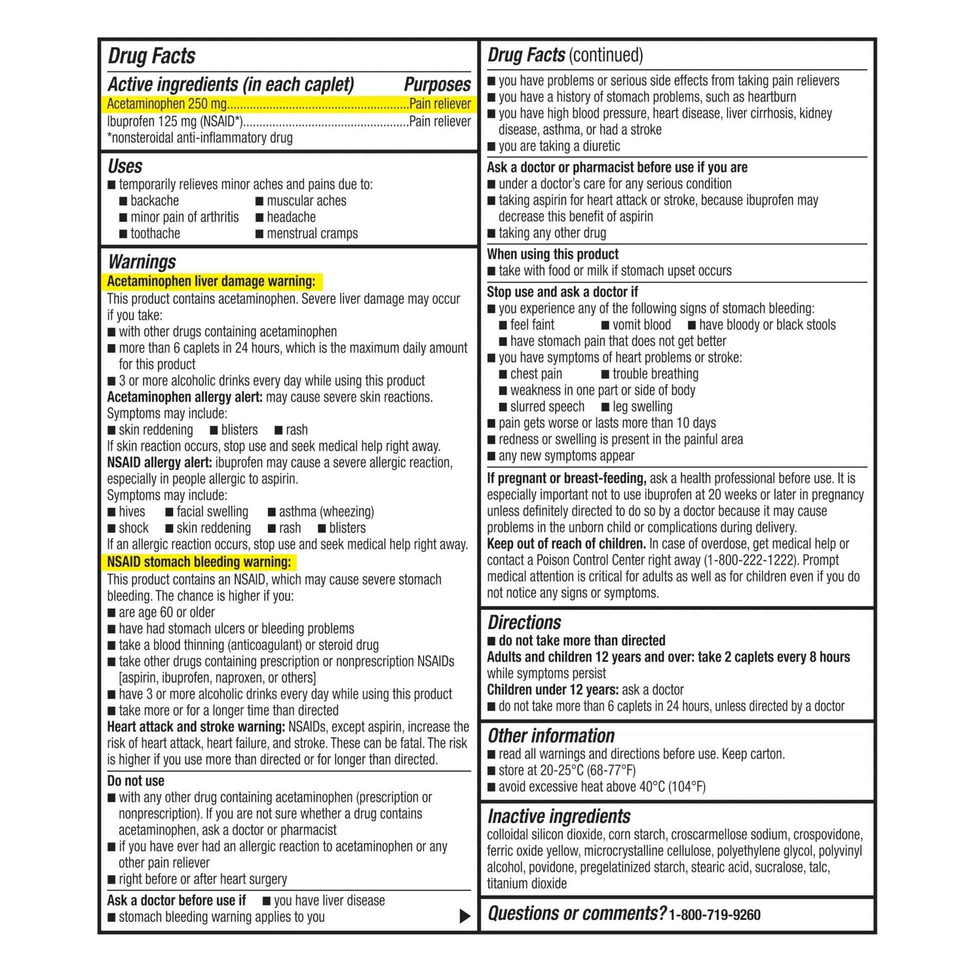 GoodSense Dual Action Acetaminophen and Ibuprofen (NSAID) Tablets, 250 mg/125 mg, Back Pain, 18 Count - dailyvitalstore