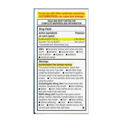 GoodSense Dual Action Acetaminophen and Ibuprofen (NSAID) Tablets, 250 mg/125 mg, Back Pain, 72 Count - dailyvitalstore