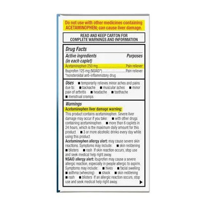 GoodSense Dual Action Acetaminophen and Ibuprofen (NSAID) Tablets, 250 mg/125 mg, Back Pain, 72 Count - dailyvitalstore
