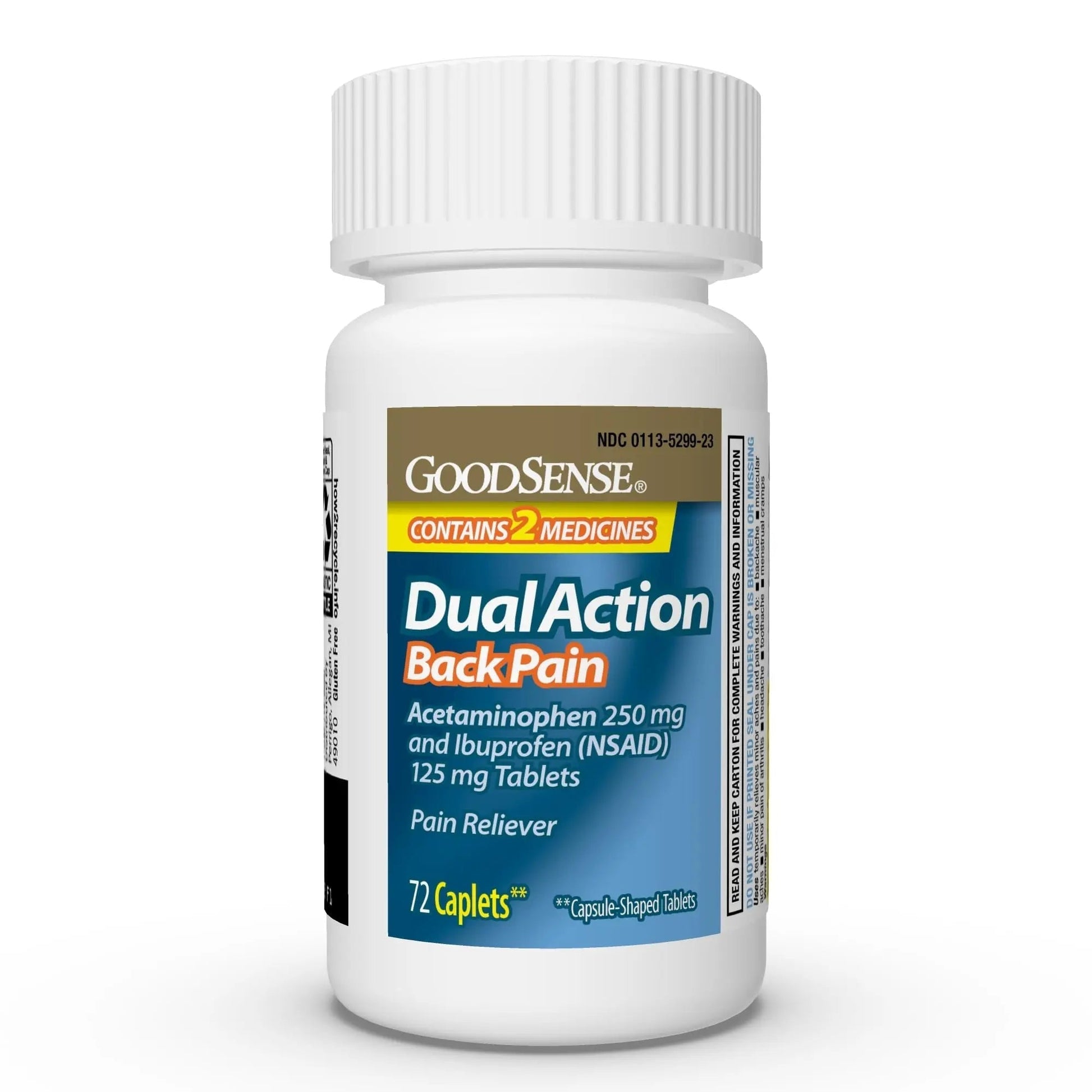 GoodSense Dual Action Acetaminophen and Ibuprofen (NSAID) Tablets, 250 mg/125 mg, Back Pain, 72 Count - dailyvitalstore