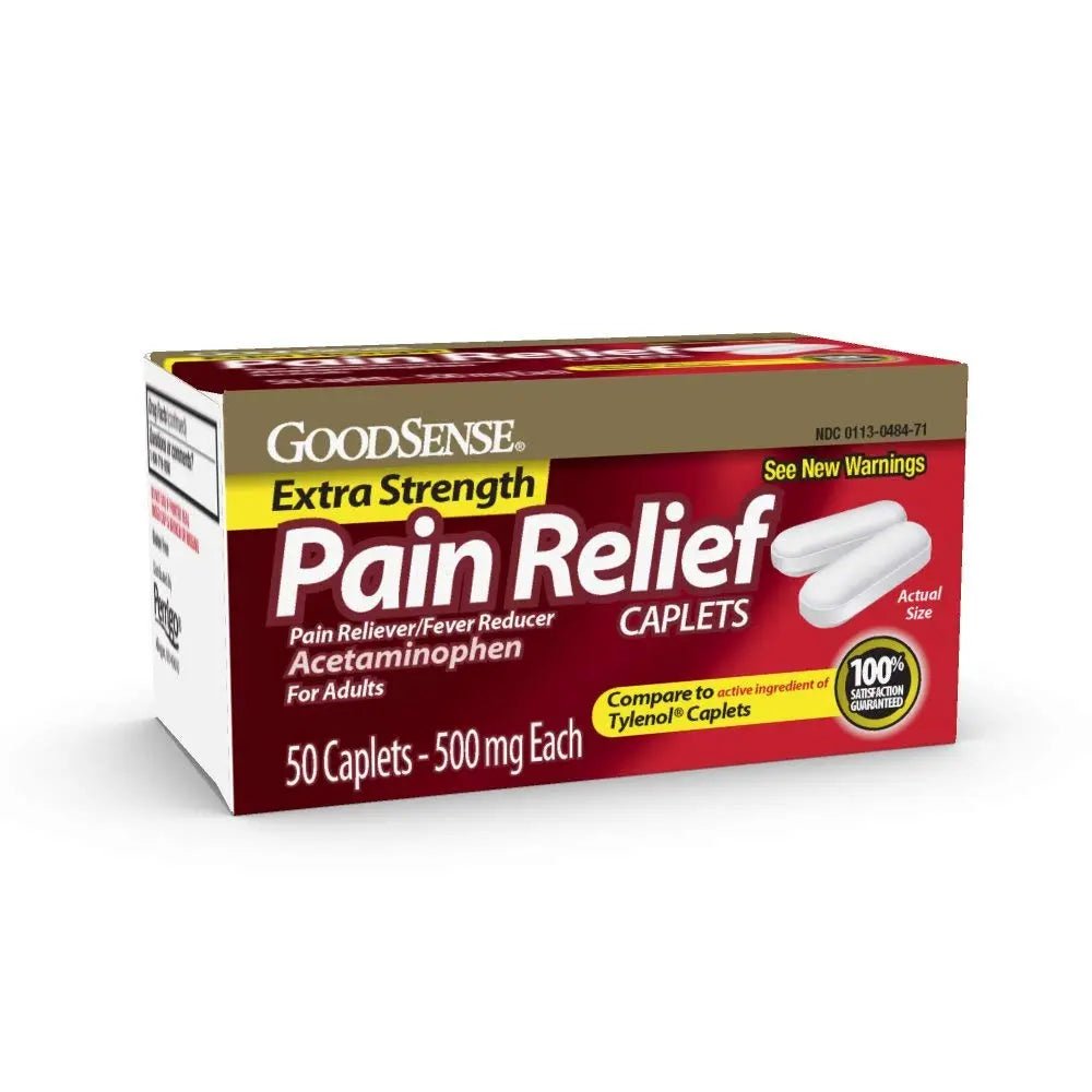GoodSense Extra Strength 500mg Acetaminophen Caplets 50 Count & Nexcare Flexible Clear 1 Inch x 10 Yard Waterproof Transparent Tape 1 Roll - dailyvitalstore
