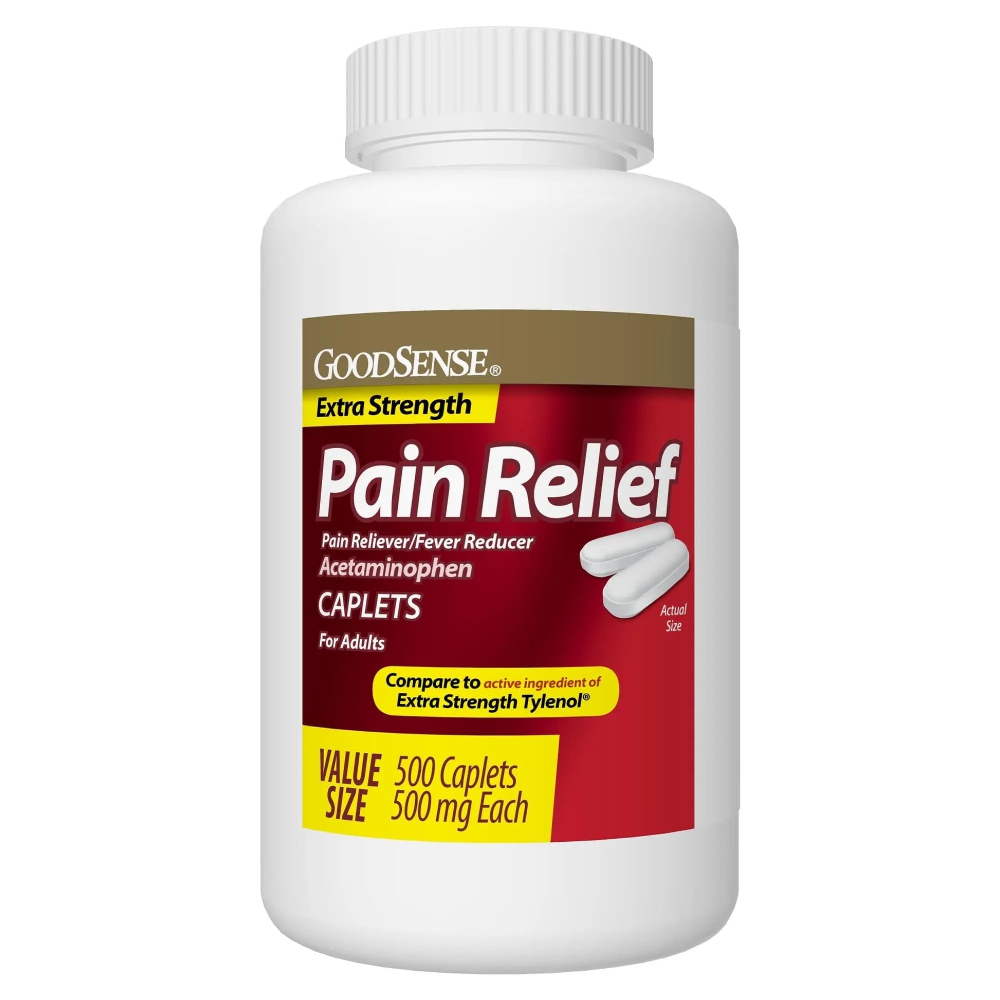 GoodSense Extra Strength Pain Relief, Acetaminophen Caplets, 500 mg, 500 Count - dailyvitalstore