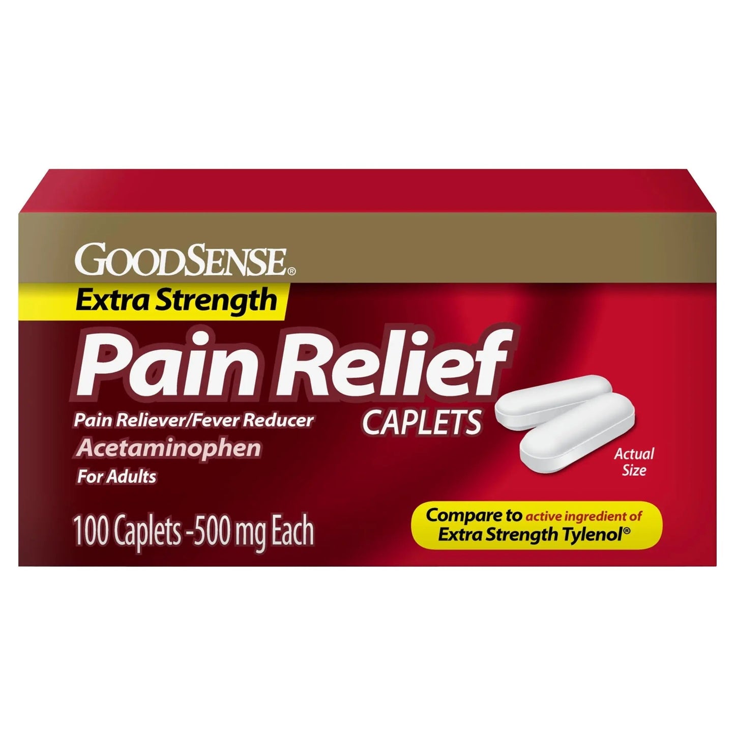 GoodSense Extra Strength Pain Relief - Acetaminophen Caplets 500 mg - Headache, Muscle Ache, Arthritis Relief, 100 Count - dailyvitalstore