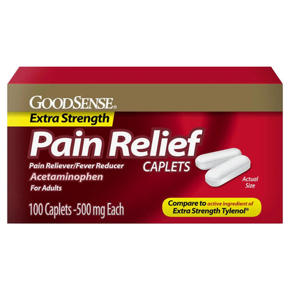 GoodSense Extra Strength Pain Relief - Acetaminophen Caplets 500 mg - Headache, Muscle Ache, Arthritis Relief, 100 Count - dailyvitalstore