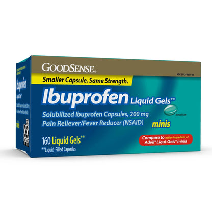 GoodSense Ibuprofen Mini Liquid-Gels, 200 mg, Liquid-Filled Capsules, Pain Reliever and Fever Reducer, 160 Count - dailyvitalstore