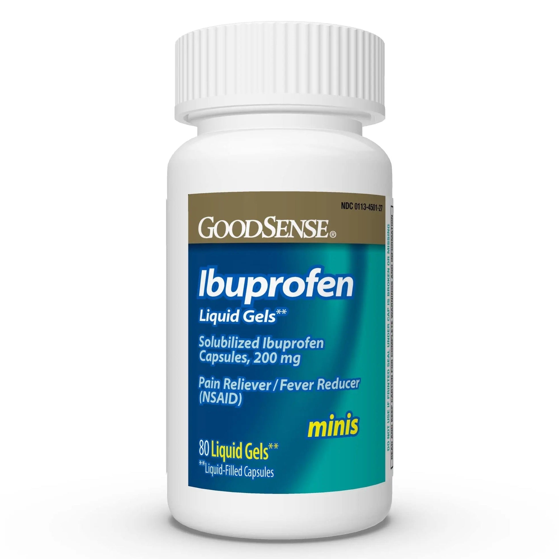 GoodSense Ibuprofen Mini Liquid-Gels, 200 mg, Liquid-Filled Capsules, Pain Reliever and Fever Reducer, 80 Count - dailyvitalstore