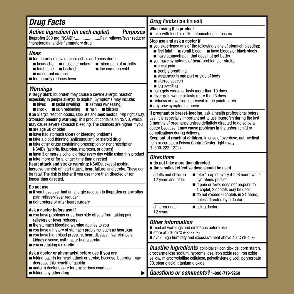 GoodSense Ibuprofen Pain Reliever/Fever Reducer Caplets, 200 mg, 50-Count - dailyvitalstore