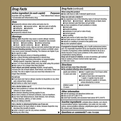 GoodSense Ibuprofen Pain Reliever/Fever Reducer Caplets, 200 mg, 50-Count - dailyvitalstore