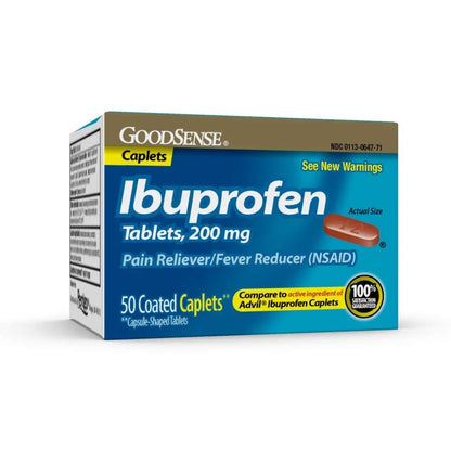 GoodSense Ibuprofen Pain Reliever/Fever Reducer Caplets, 200 mg, 50-Count - dailyvitalstore