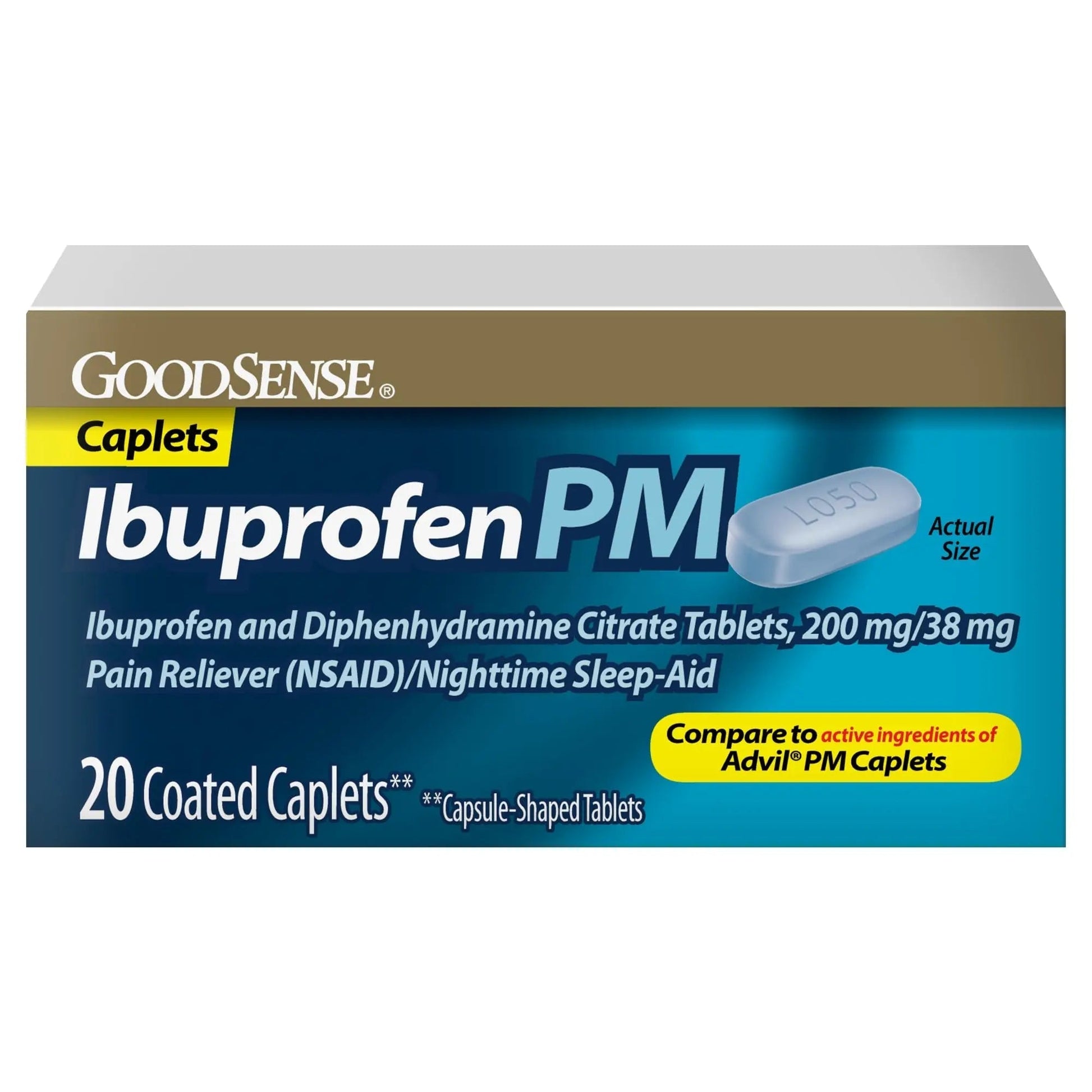 GoodSense Ibuprofen PM, Ibuprofen 200 mg and Diphenhydramine Citrate 38 mg Tablets, Pain Reliever and Nighttime Sleep-Aid - dailyvitalstore