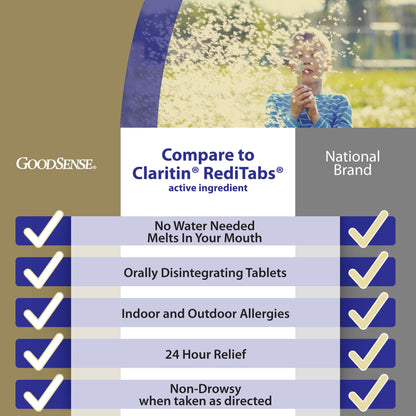 GoodSense Loratadine Orally Disintegrating Tablets, 10 mg, 24 Hour Allergy Tablets, 30 Count - dailyvitalstore