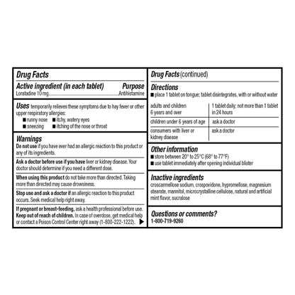 GoodSense Loratadine Orally Disintegrating Tablets, 10 mg, 24 Hour Allergy Tablets, 30 Count - dailyvitalstore