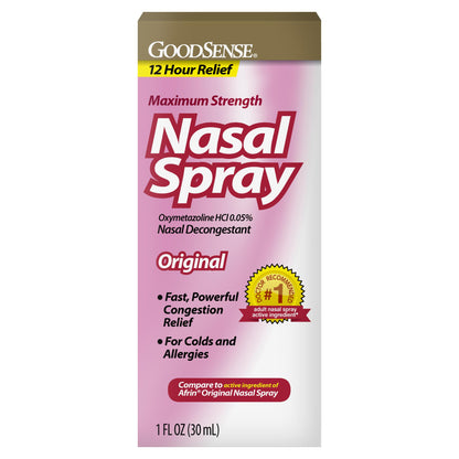 GoodSense Maximum Strength Nasal Spray, Fast Powerful Congestion Relief For Colds and Allergies, 1 Fluid Ounce - dailyvitalstore