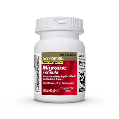 GoodSense Migraine Formula Caplets - Acetaminophen, Aspirin (NSAID) & Caffeine - Migraine Pain Relief, 24 Count - dailyvitalstore