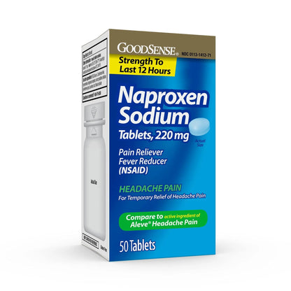 GoodSense Naproxen Sodium Tablets 220 Mg, Headache Pain, Blue, 50 Count - dailyvitalstore