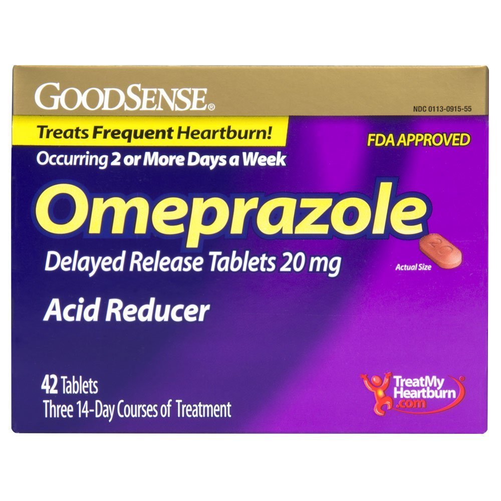 GoodSense Omeprazole Delayed Release Tablets, 20 mg, Acid Reducer for Heartburn, 42 Count - dailyvitalstore