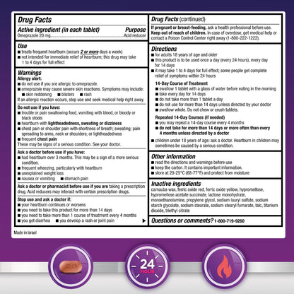 GoodSense Omeprazole Delayed Release Tablets 20 mg, Stomach Acid Reducer for Frequent Heartburn Treatment, 42 Count - dailyvitalstore