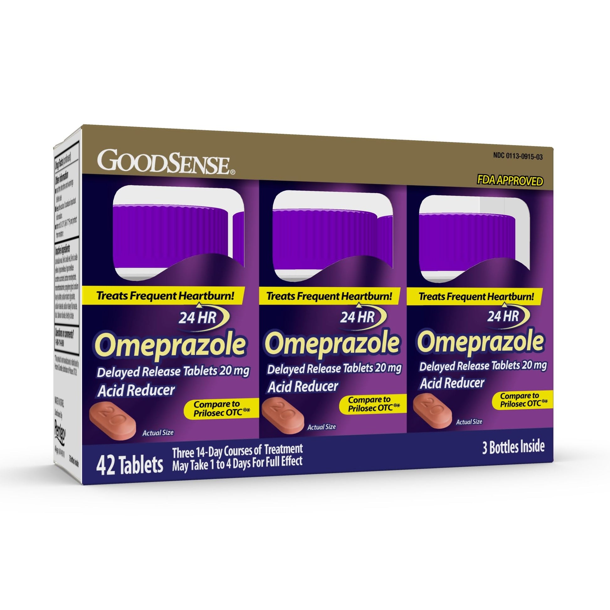 GoodSense Omeprazole Delayed Release Tablets 20 mg, Stomach Acid Reducer for Frequent Heartburn Treatment, 42 Count - dailyvitalstore