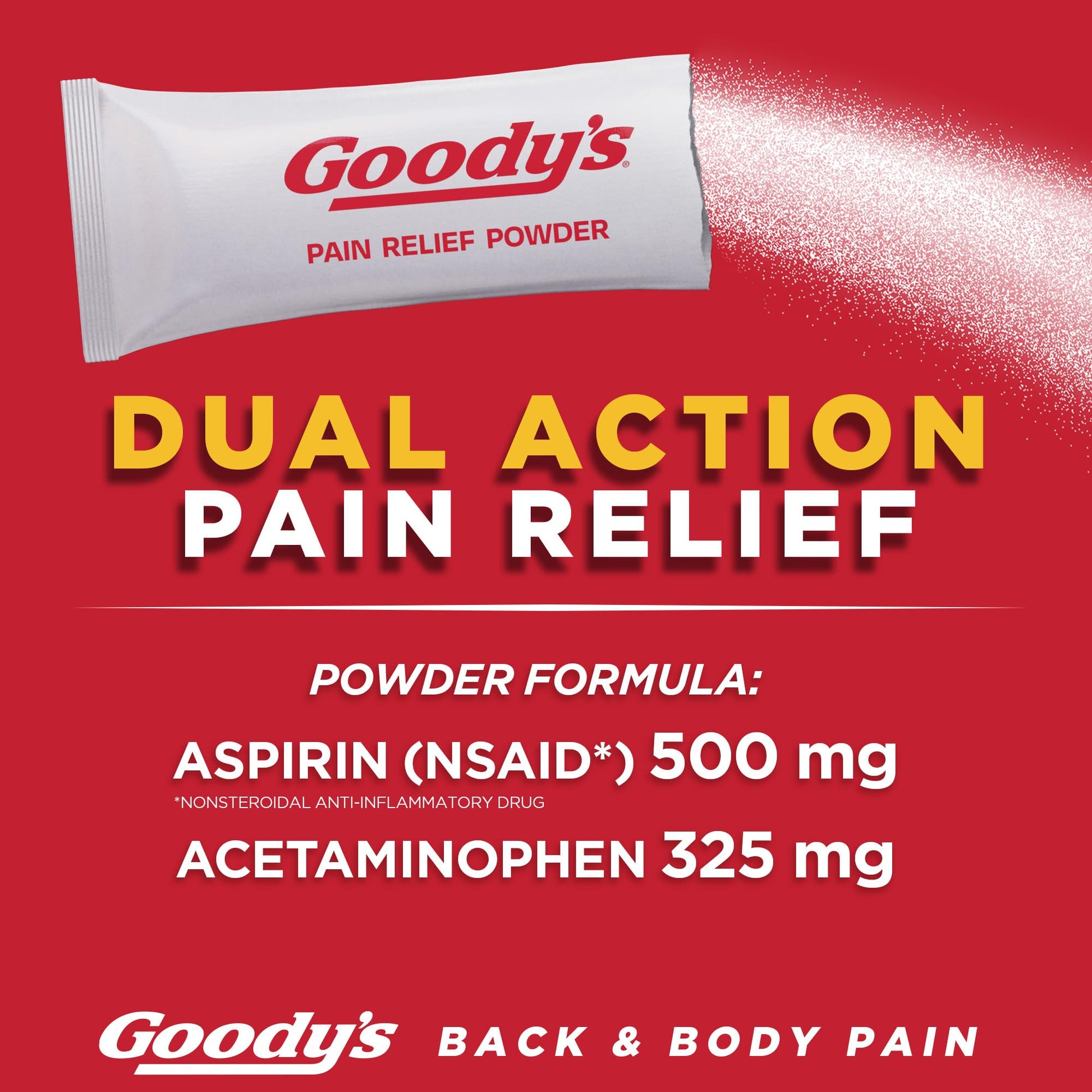 Goody's Body Ache & Back Pain Relief Powder, Dual Action with Acetaminophen & Aspirin, Caffeine-Free, 6 Count, Pack of 12 - dailyvitalstore