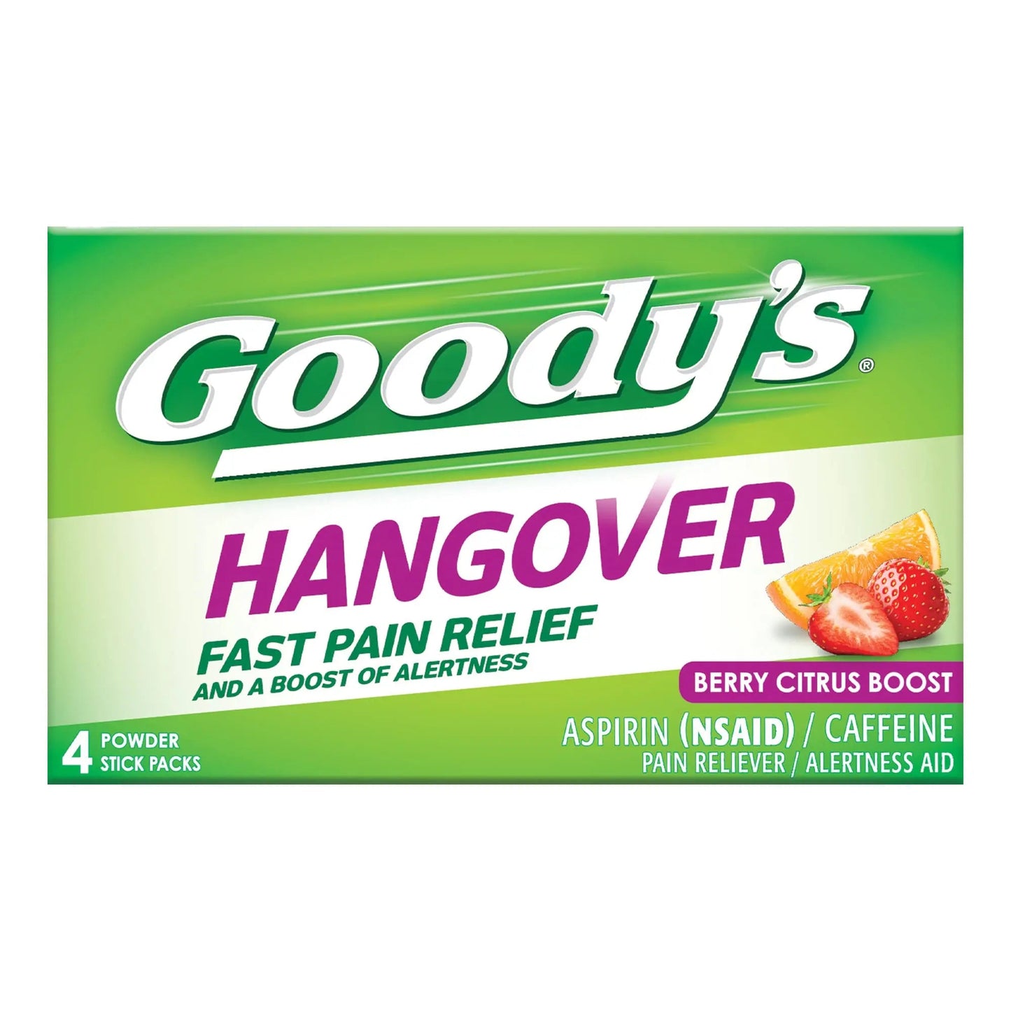 Goody's Hangover Powders, Fast Pain Relief & Boost of Alertness Berry Citrus, 4 ct (Pack of 1) - dailyvitalstore