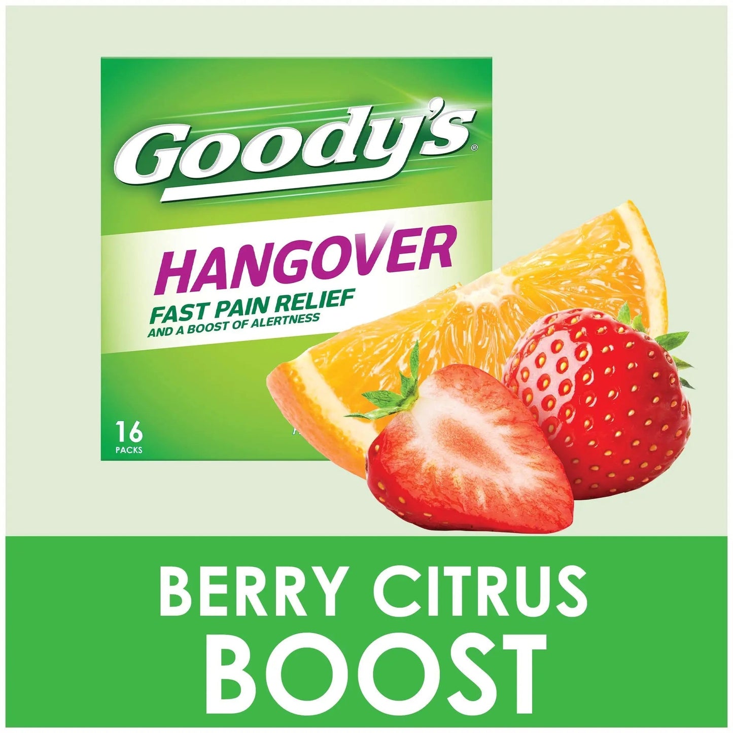 Goody's Hangover Relief Powder, Dual Action Fast Headache Pain Relief with Aspirin and Caffeine, Berry Citrus Flavor, 16 Count - dailyvitalstore