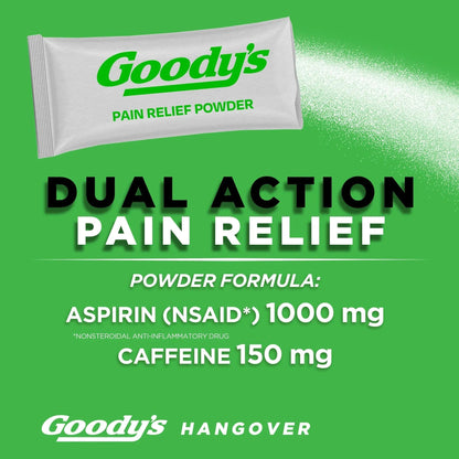 Goody's Hangover Relief Powder, Dual Action Fast Headache Pain Relief with Aspirin and Caffeine, Berry Citrus Flavor, 16 Count - dailyvitalstore