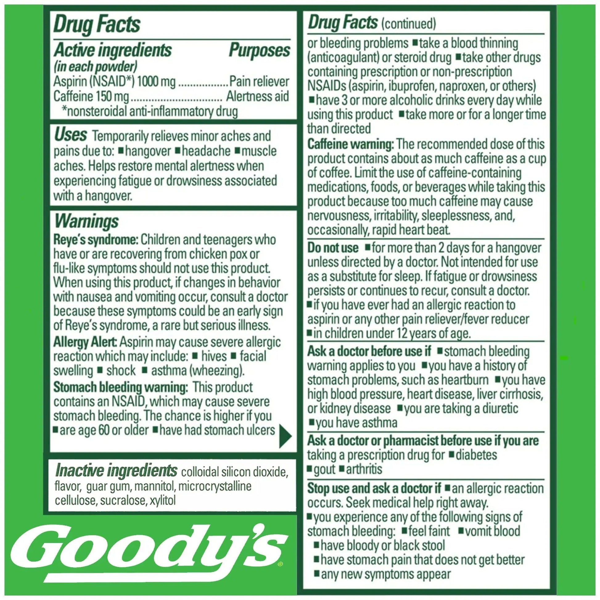 Goody's Hangover Relief Powder, Dual Action Fast Headache Pain Relief with Aspirin and Caffeine, Berry Citrus Flavor, 16 Count - dailyvitalstore