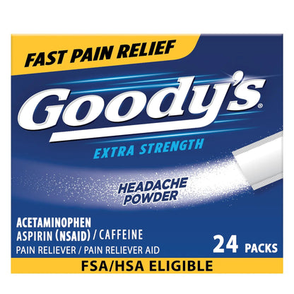Goody’s Headache Powder Extra Strength Pain Relief, Triple Action Headache Relief with Aspirin, Acetaminophen & Caffeine, 24 Count - dailyvitalstore
