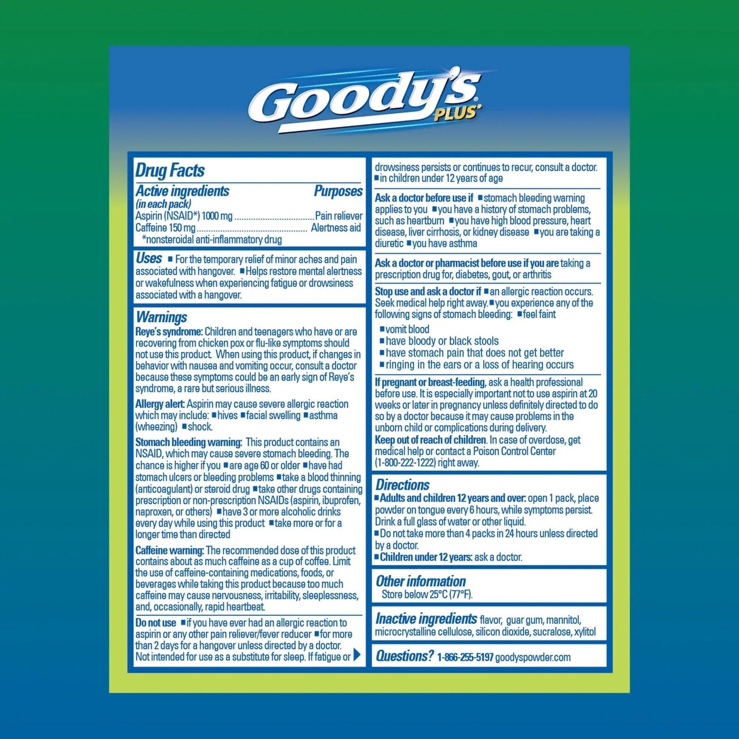 Goody’s Headache Relief Plus Mental Alertness Powder, with Aspirin and Caffeine, Strawberry Citrus Flavor, 16 Count - dailyvitalstore