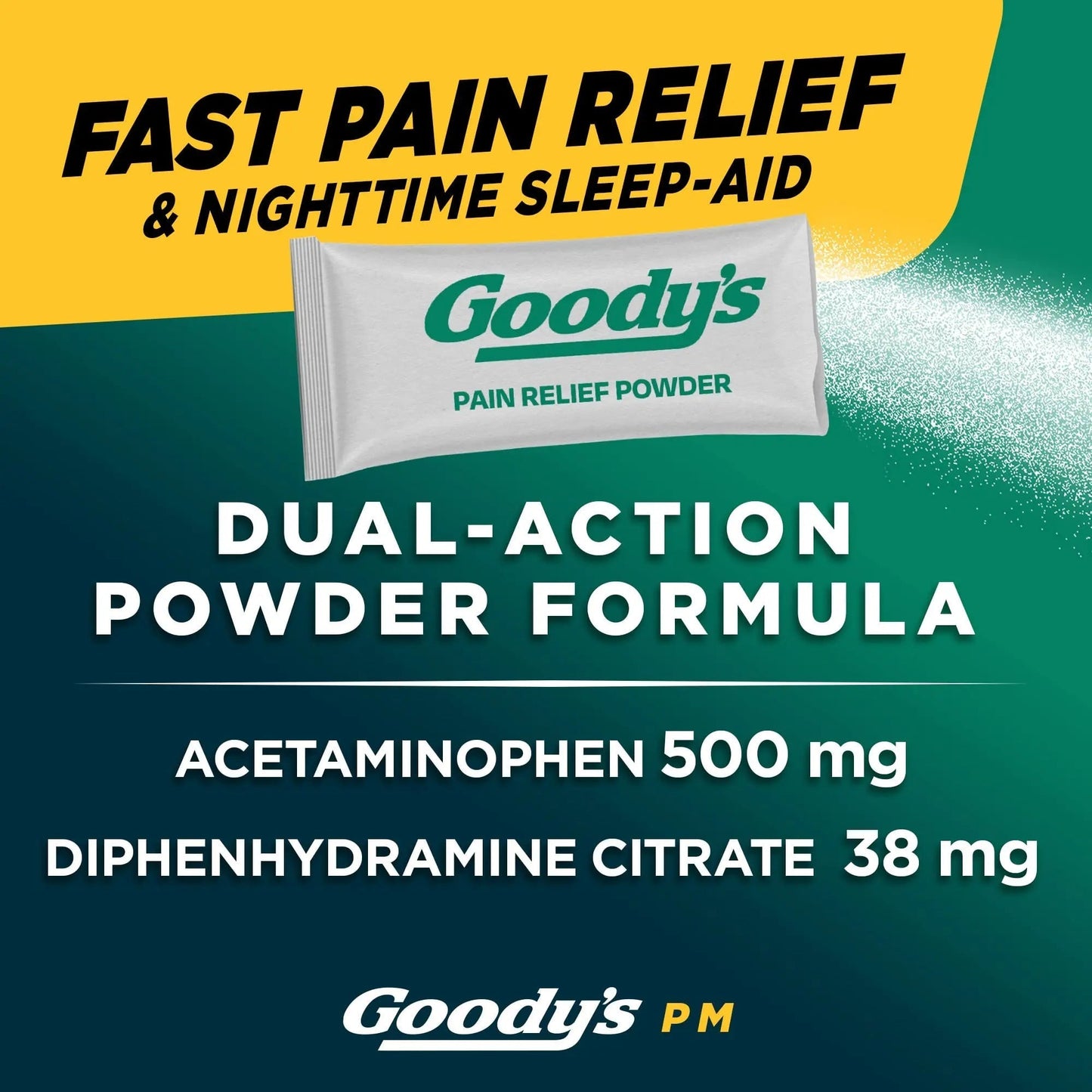 Goody's Nighttime Powder, Pain Reliever & Sleep Aid with Acetaminophen & Diphenhydramine Citrate, Caffeine Free, 16 Count - dailyvitalstore