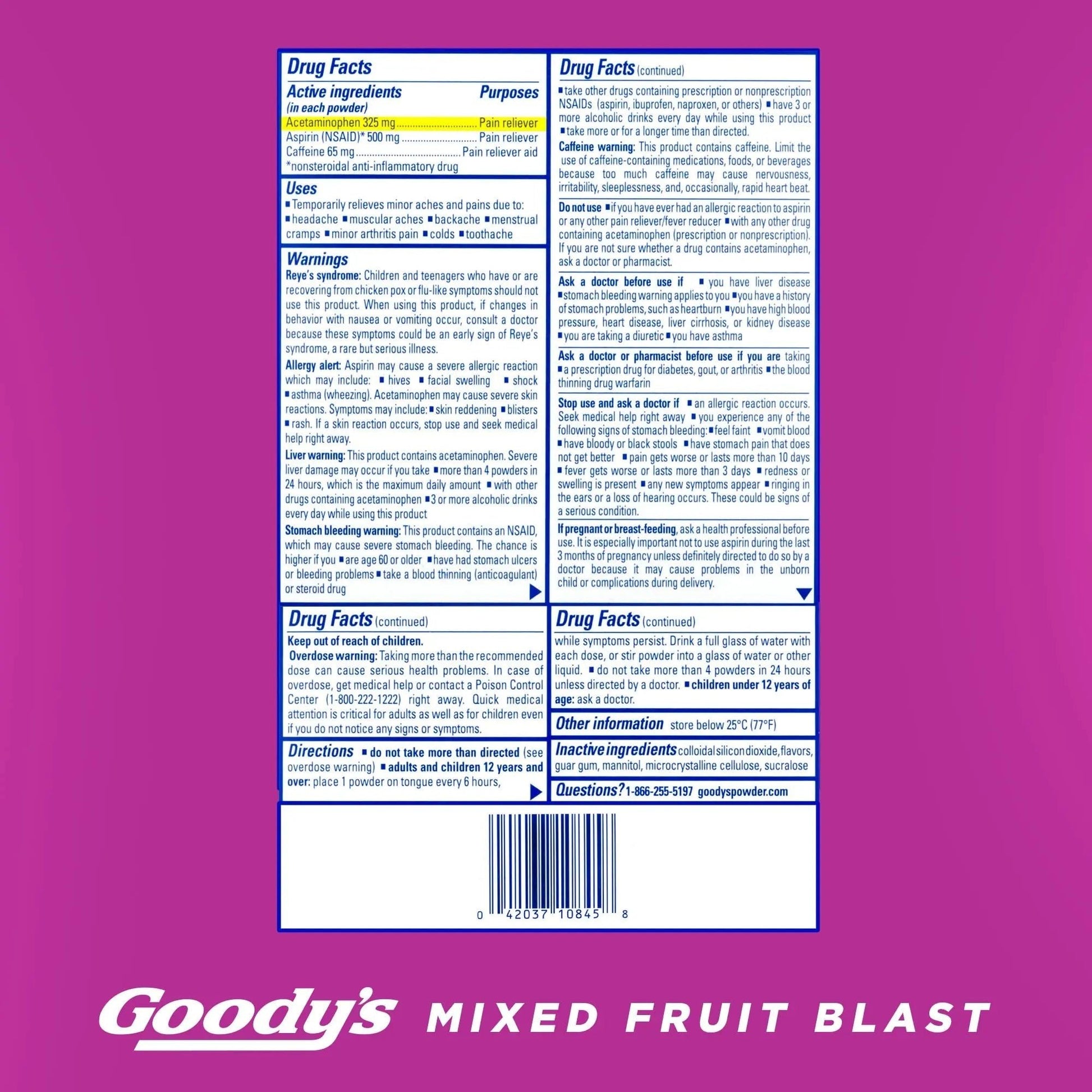 Goody's Pain Relief Powders, Extra Strength Headache Powder Mixed Fruit Blast, 24 ct (Pack of 1) - dailyvitalstore