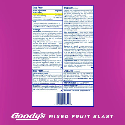 Goody's Pain Relief Powders, Extra Strength Headache Powder Mixed Fruit Blast, 24 ct (Pack of 1) - dailyvitalstore
