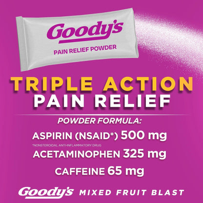 Goody's Pain Relief Powders, Extra Strength Headache Powder Mixed Fruit Blast, 24 ct (Pack of 1) - dailyvitalstore