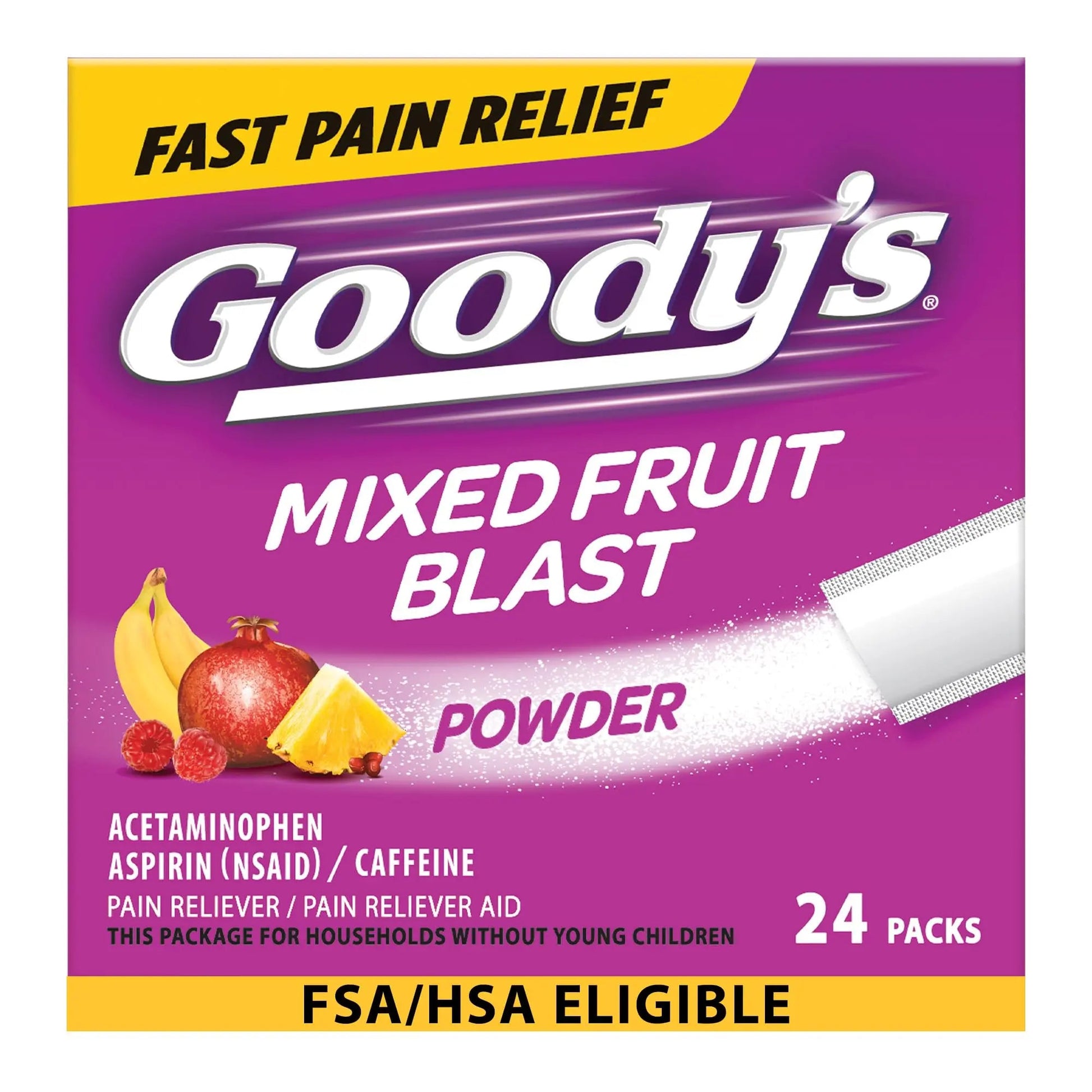 Goody's Pain Relief Powders, Extra Strength Headache Powder Mixed Fruit Blast, 24 ct (Pack of 1) - dailyvitalstore