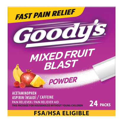 Goody's Pain Relief Powders, Extra Strength Headache Powder Mixed Fruit Blast, 24 ct (Pack of 1) - dailyvitalstore