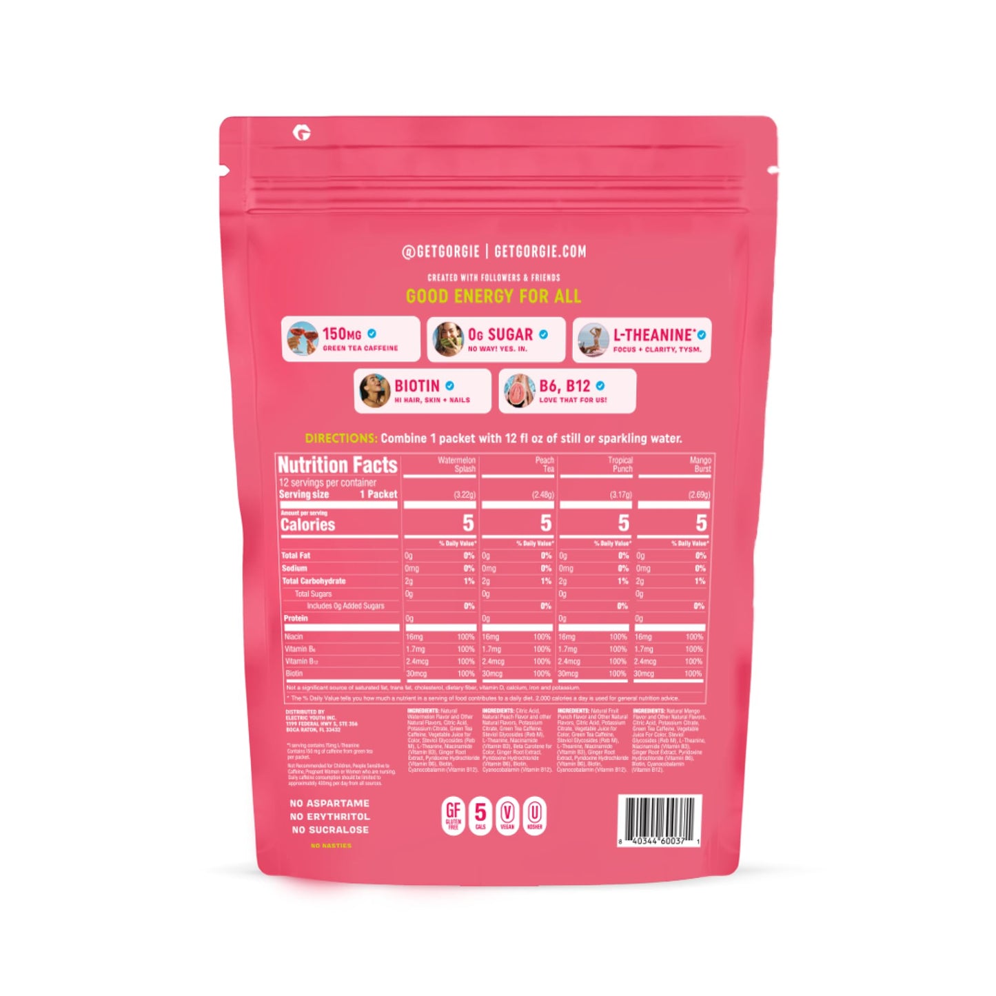 GORGIE Bestsellers Variety, Sugar-Free Natural Energy Drink Mix, On the Go Powder, Healthy Energy Drinks - Green Tea Caffeine, Biotin, B Vitamins -150mg Caffeine, L-Theanine, Vegan, & Low Calorie (Pack of 12) - dailyvitalstore