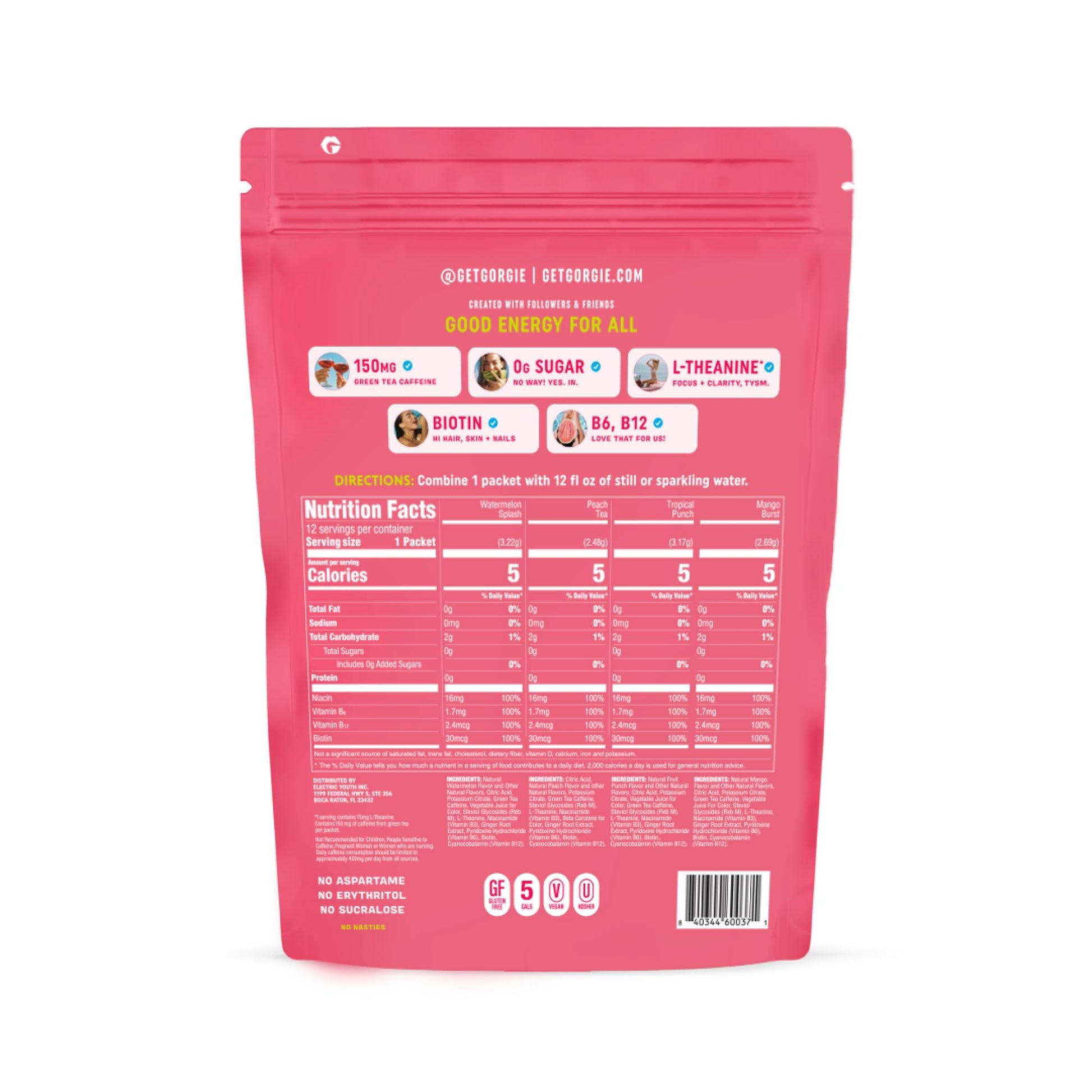 GORGIE Bestsellers Variety, Sugar-Free Natural Energy Drink Mix, On the Go Powder, Healthy Energy Drinks - Green Tea Caffeine, Biotin, B Vitamins -150mg Caffeine, L-Theanine, Vegan, & Low Calorie (Pack of 12) - dailyvitalstore