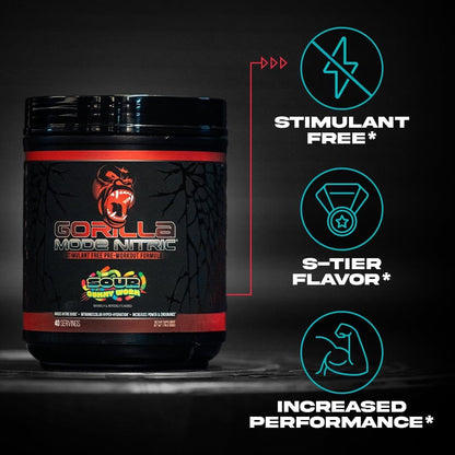 Gorilla Mode Nitric Upgraded Stimulant Free Pre-Workout – Best Tasting and Most Effective Stimulant Free Pre-Workout/Massive Pumps · Vasodilation · Power / 768 Grams (Rocket Frost) - dailyvitalstore