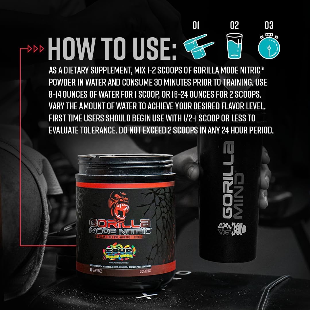 Gorilla Mode Nitric Upgraded Stimulant Free Pre-Workout – Best Tasting and Most Effective Stimulant Free Pre-Workout/Massive Pumps · Vasodilation · Power / 768 Grams (Rocket Frost) - dailyvitalstore