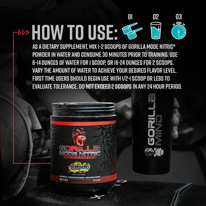 Gorilla Mode Nitric Upgraded Stimulant Free Pre-Workout – Best Tasting and Most Effective Stimulant Free Pre-Workout/Massive Pumps · Vasodilation · Power / 768 Grams (Rocket Frost) - dailyvitalstore
