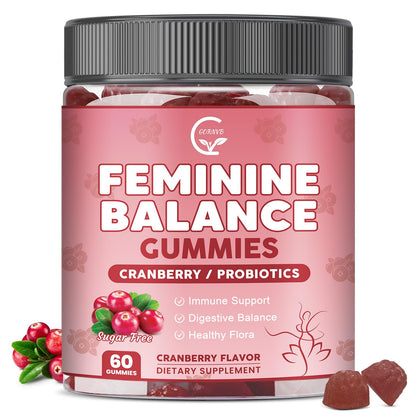 GORNVB Premium Feminine Balance Gummies for Women, Support pH Balance & Vaginal Probiotics Health Gummies with Cranberry Pineapple Powder, D-Mannose, Sugar Free, Gluten Free, Vegan - dailyvitalstore