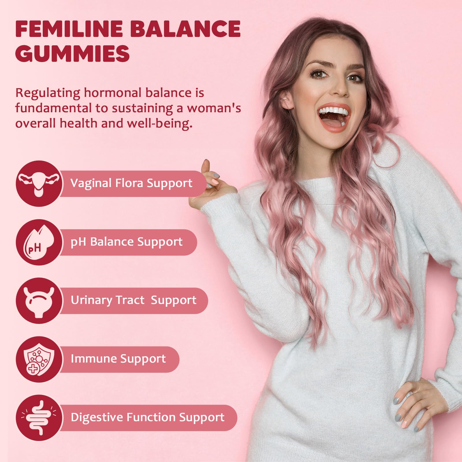 GORNVB Premium Feminine Balance Gummies for Women, Support pH Balance & Vaginal Probiotics Health Gummies with Cranberry Pineapple Powder, D-Mannose, Sugar Free, Gluten Free, Vegan - dailyvitalstore