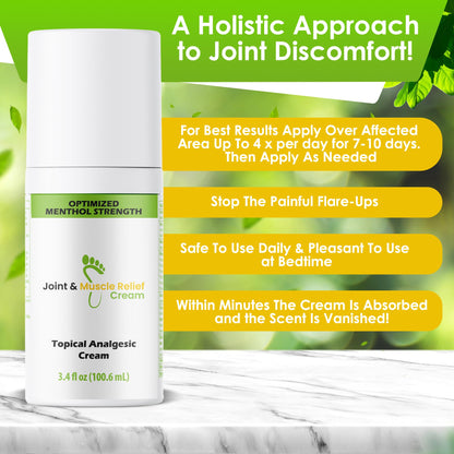Gout and You Extra Strength Optimized Menthol Joint Discomfort Relief Cream for Joint Flare-Ups, Tendon, Muscle Ache - Fast Acting Joint Discomfort Relieving Rub with 19 Ingredients - dailyvitalstore